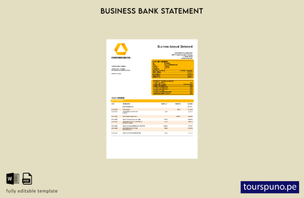 listo para imprimir Plantilla de plantilla de Word y PDF del extracto de cuen 80
